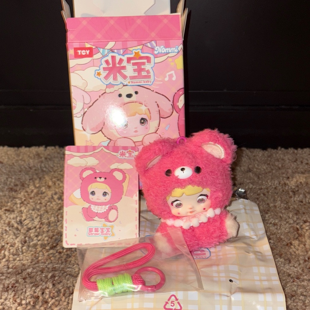 Nommi Baby - Straw Baby- Pink Plush Bear Toy for Kids